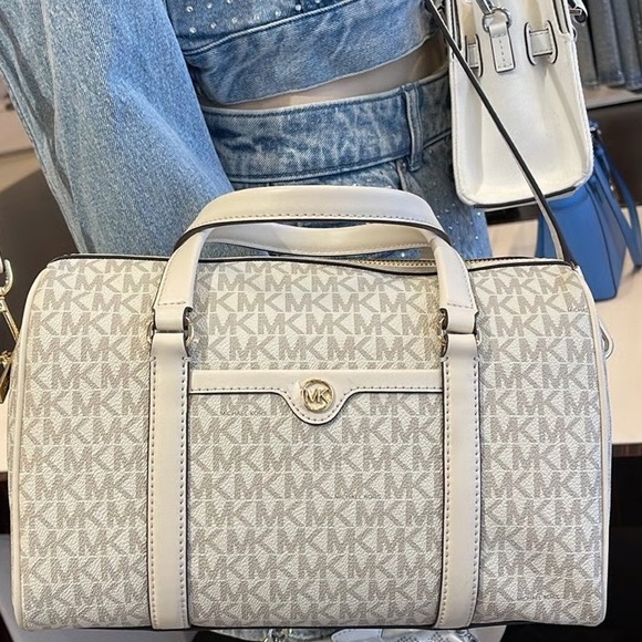Michael Kors Cream Monogram Satchel - Picture 6 of 16